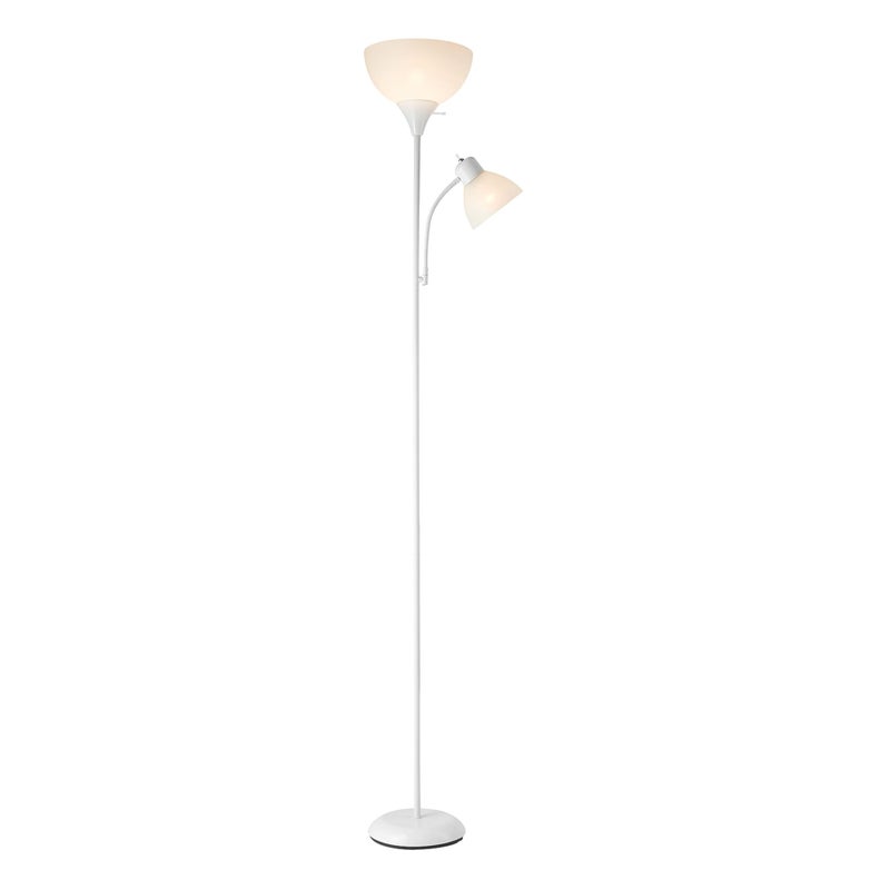 GLOBE Electric 67136 72" Torchiere Floor Lamp with Adjustable Reading Light, Matte White Finish, Frosted Shades, Rotary Switch on Socket, E26 Base - Image 4
